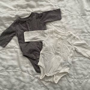 Two Baby Gap Henley Onesies